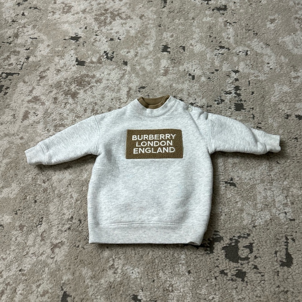 BURBERRY Girl's Fabbio Sweatshirt Dress w/ Logo Patches Size 6 Months